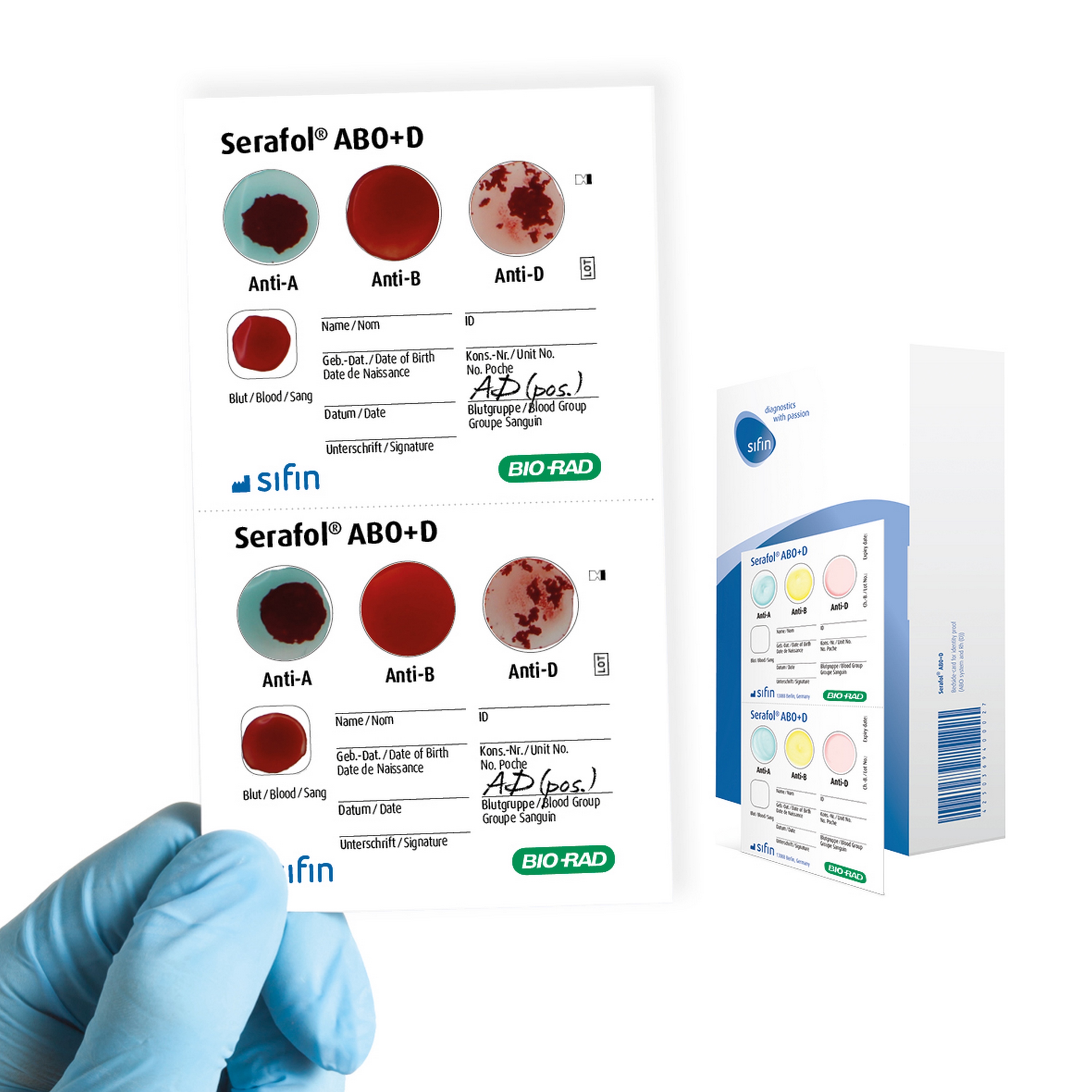 sifin® Serafol® AB0+D Bedside-Karten | Packung á 50 Stück
