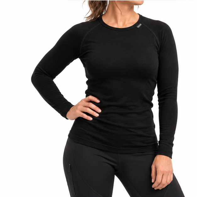 Woolpower® Crewneck LITE Thermoshirt aus Merinowolle | Farbe: Schwarz | Größe: L