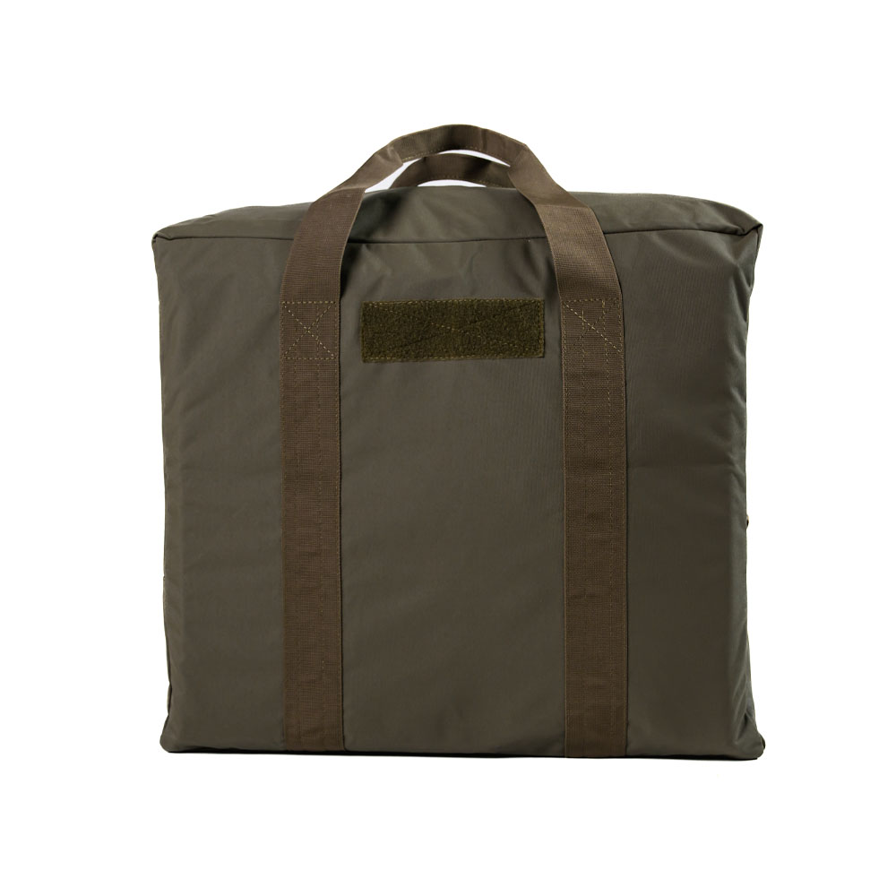 Olivgrüne Tasche für taktische Ausrüstung mit stabilen Tragegriffen und einem Klettverschluss für medizinische oder taktische Notfallausrüstung.