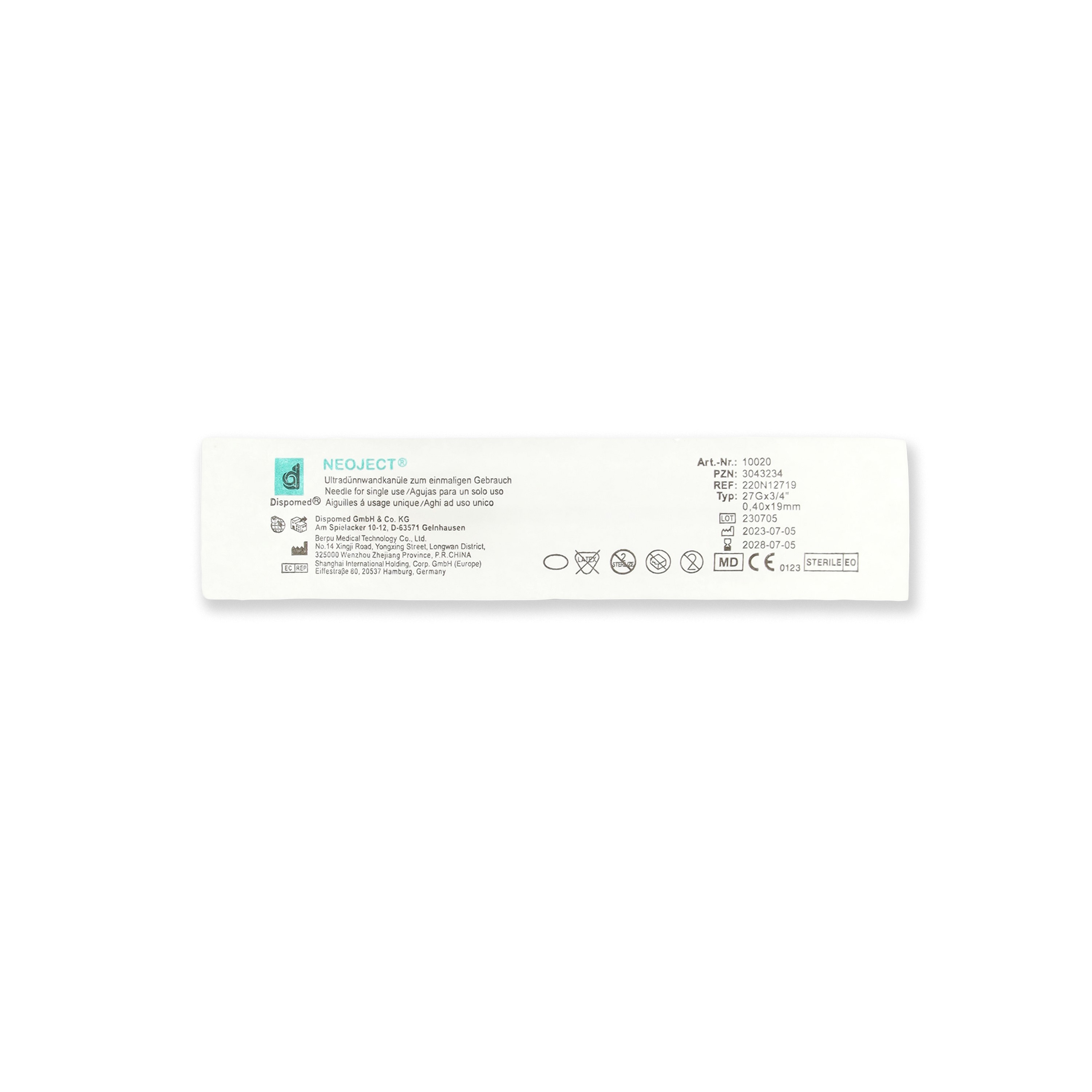 Dispomed® Neoject® Standard Kanülen Nr. 20 / 27G | Farbe: Grau | Packung á 100 Stück