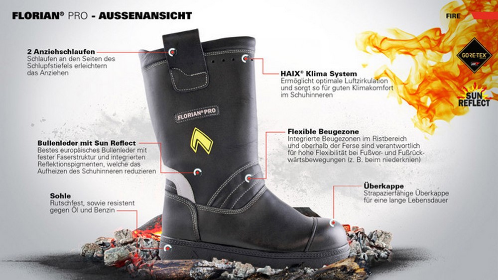 HAIX® Florian® Pro Feuerwehrschlupfstiefel / Einsatzstiefel | Größe: 39