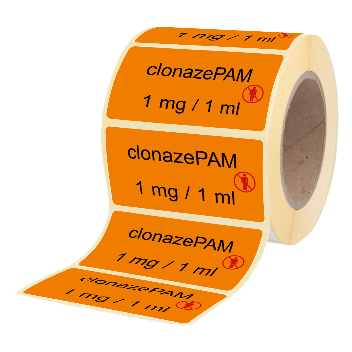 Übungsmedikamente® Clonazepam 1 mg / 1 ml - Etiketten für Brechampullen 100 Etiketten