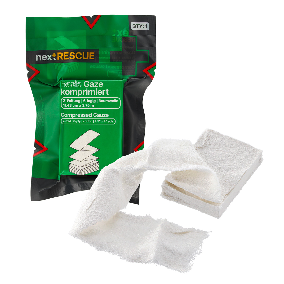 nextRESCUE® Basic Komprimierte Gaze / Compressed Gauze / Z-folded
