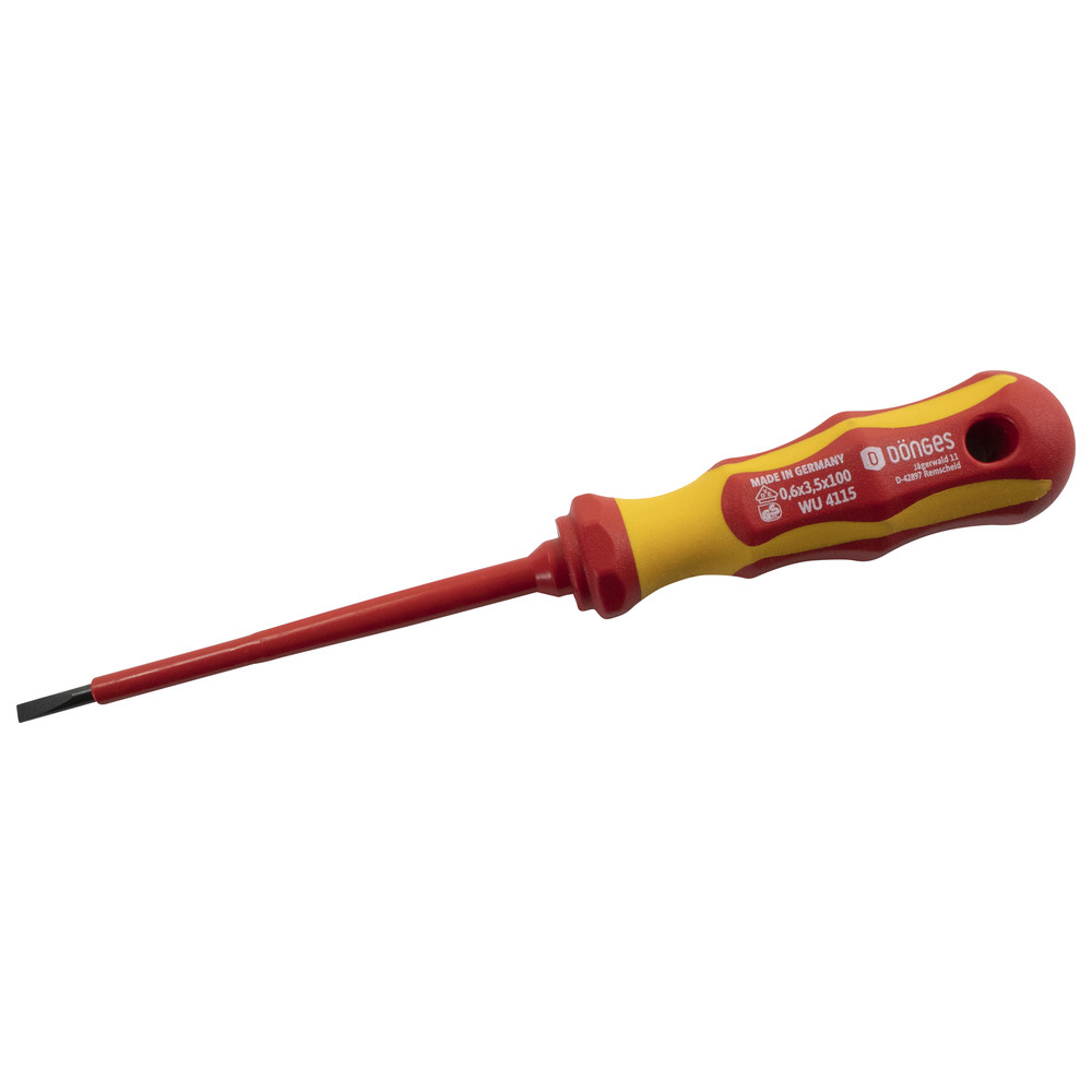 Dönges® Schlitz-Schraubendreher mit schwarzer Spitze | VDE-isoliert | Größe: 2,5 x 75 mm