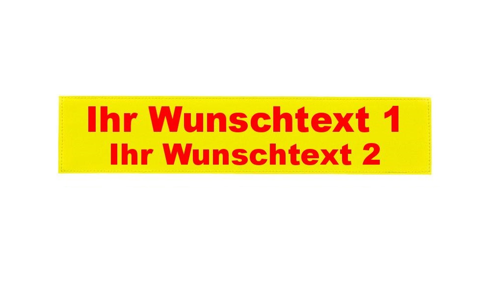 MEIERmed® Reflexschild mit Klett und Wunschtext | matt | Maße: 38 x 8 cm | Farbe: Zitronengelb