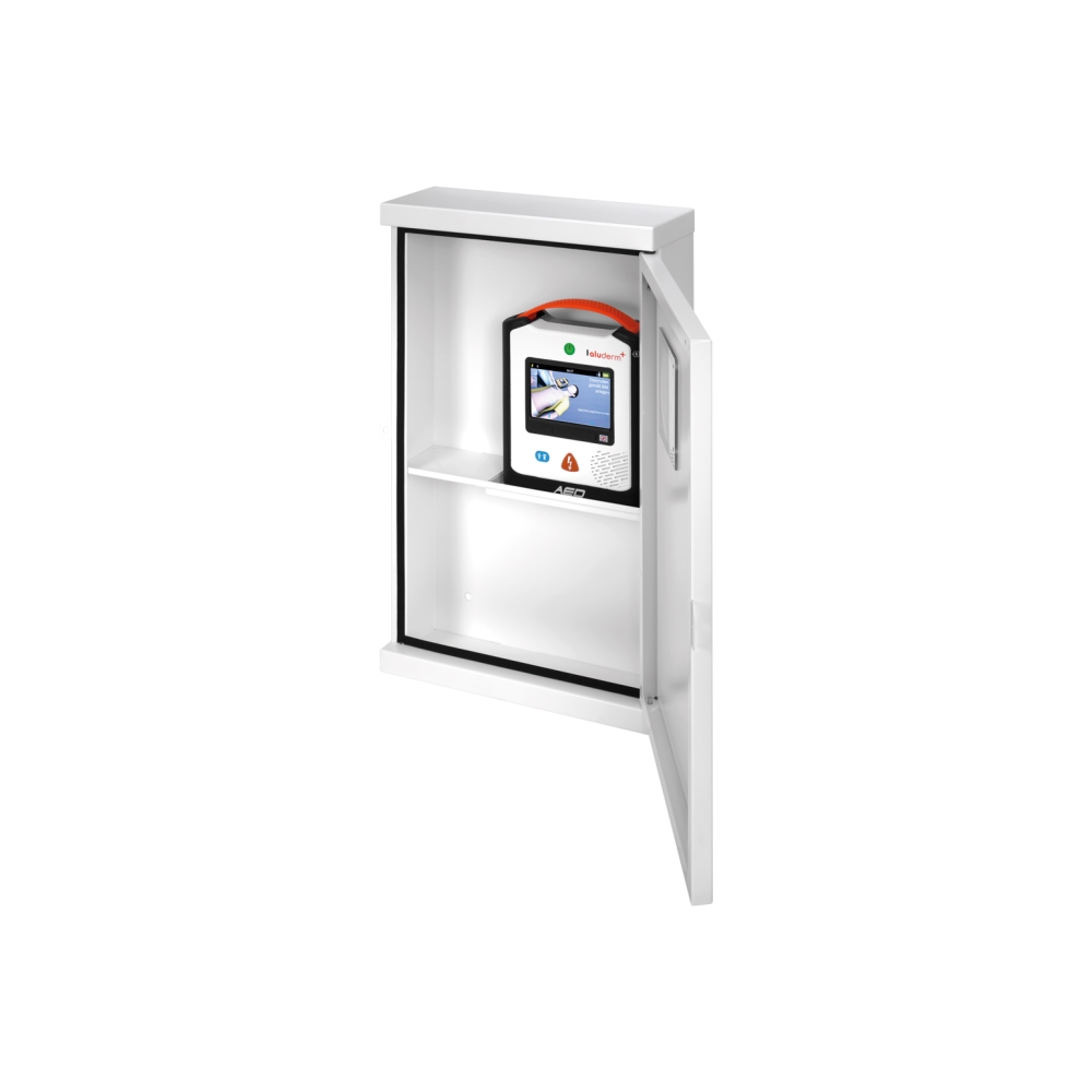 aluderm+® AED Wandschrank inkl. Alarmsicherung | Größe: L