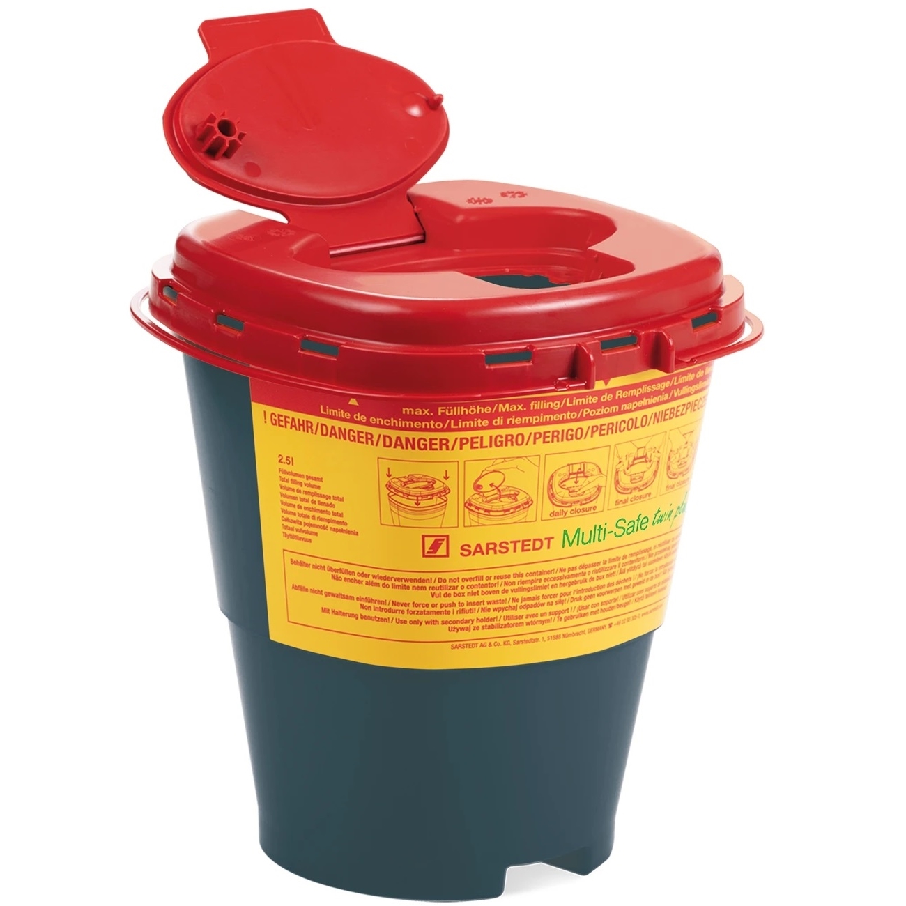 Sarstedt Multi-Safe twin plus 2500 REC Kanülen-Entsorgungsbox / Abwurfbox | Volumen: 2,5 Liter