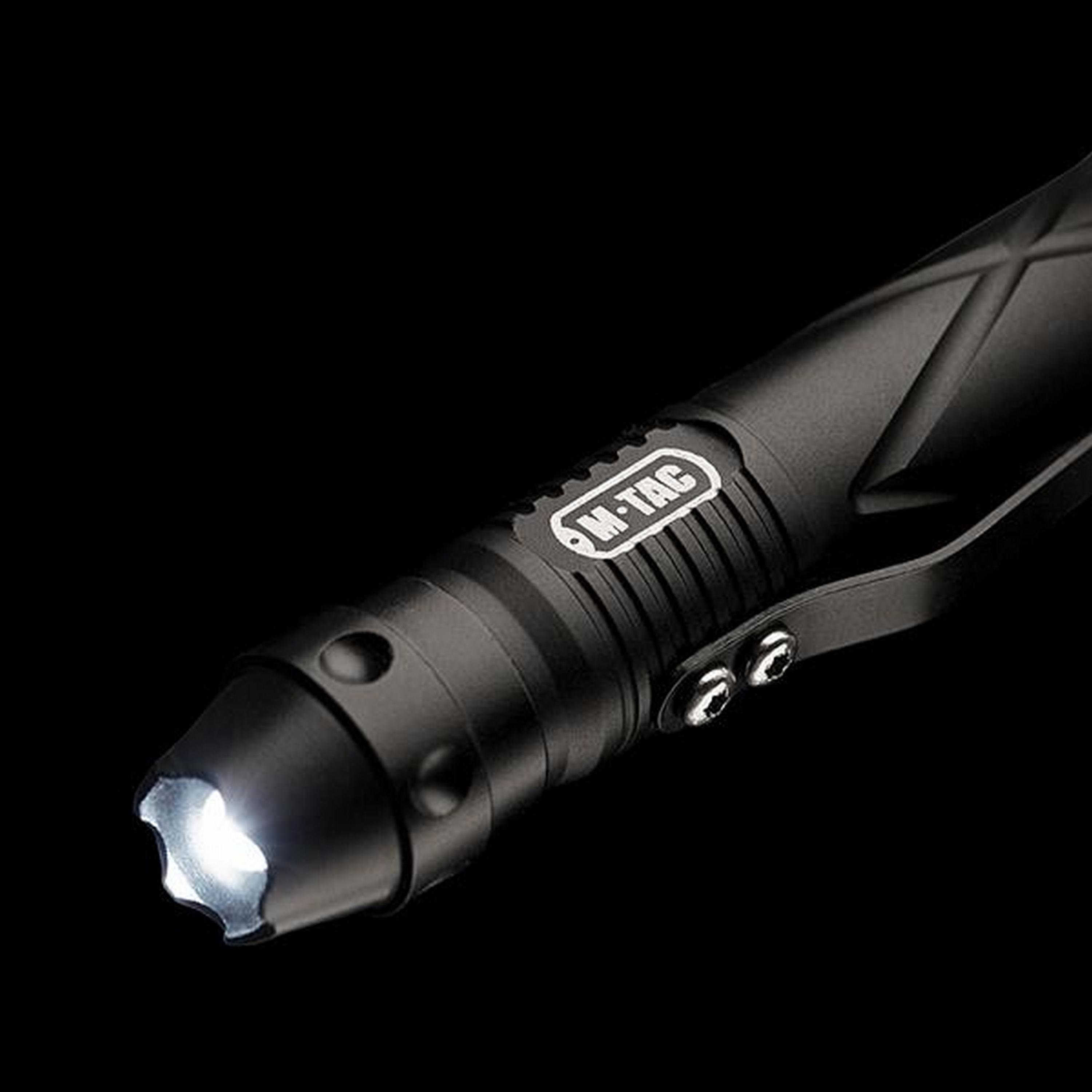 M-TAC® Taktischer Kugelschreiber mit Taschenlampe und Glasbrecher TP-93 | Farbe: Black