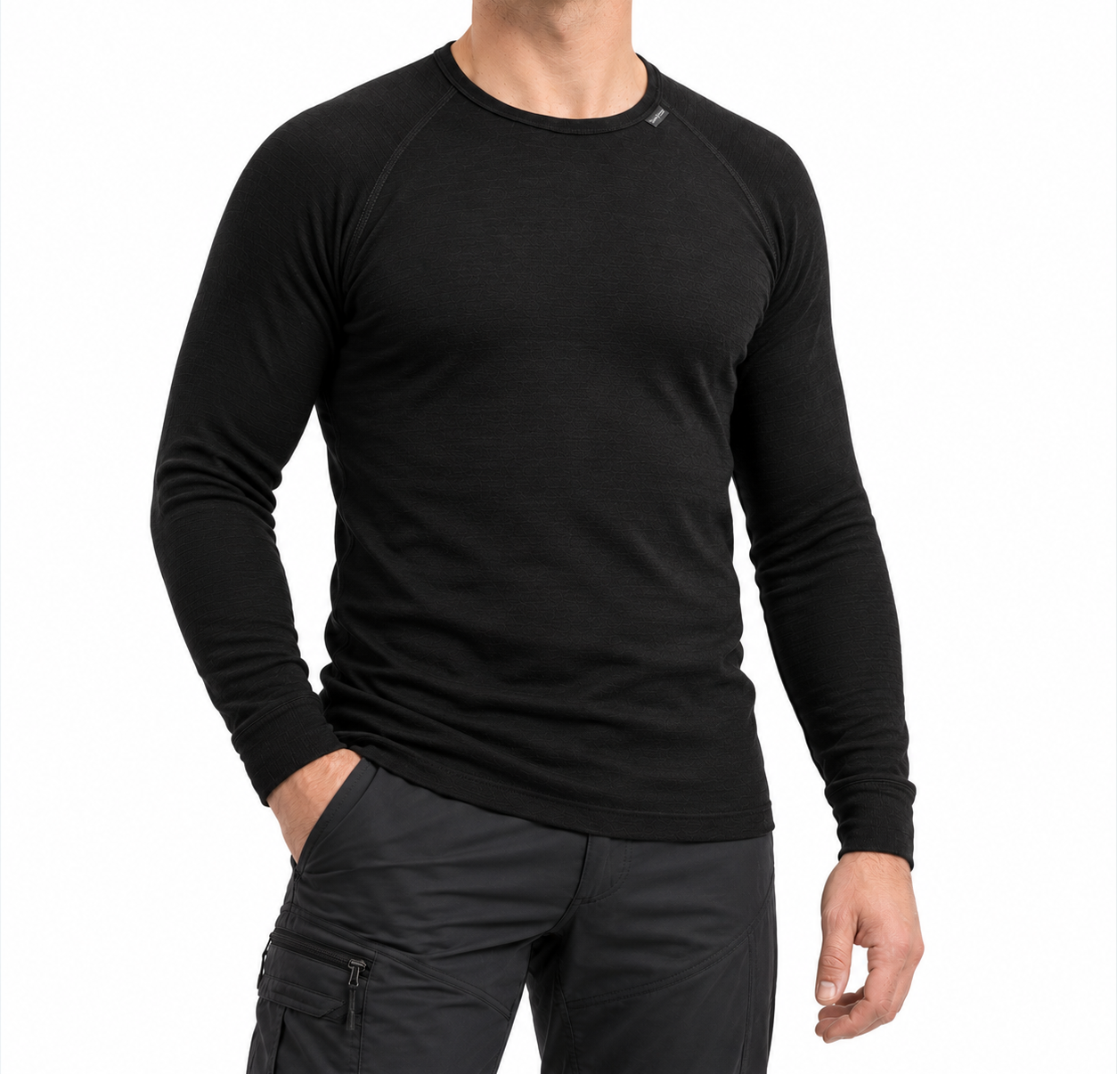 Woolpower® Crewneck LITE Thermoshirt aus Merinowolle | Farbe: Schwarz | Größe: L