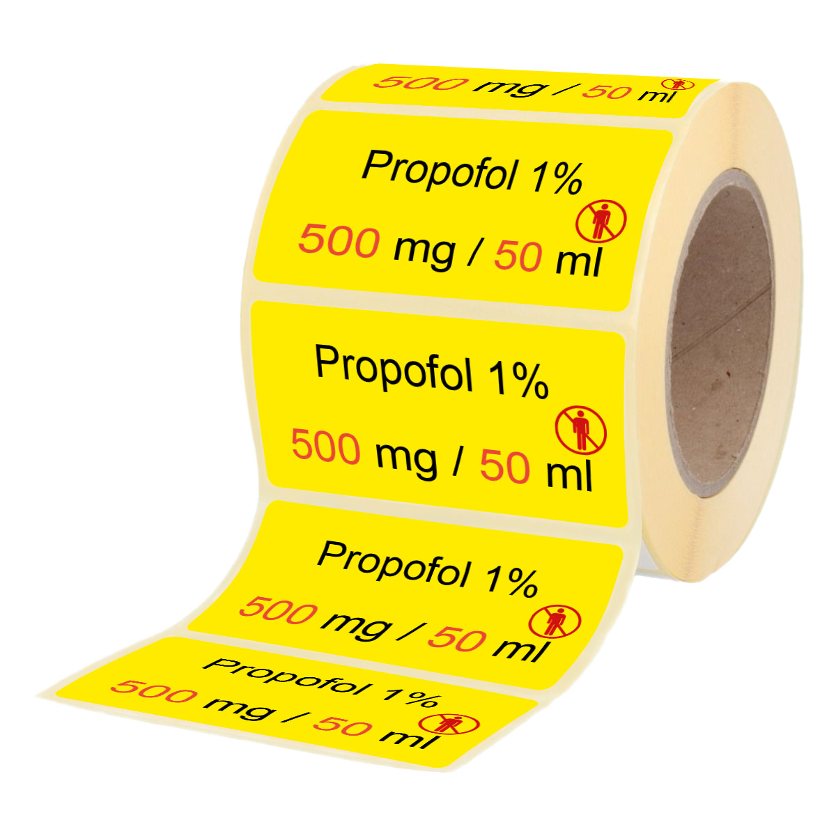 Übungsmedikamente® Propofol 1% 500 mg / 50 ml - Etiketten für Stechampullen 100 Etiketten