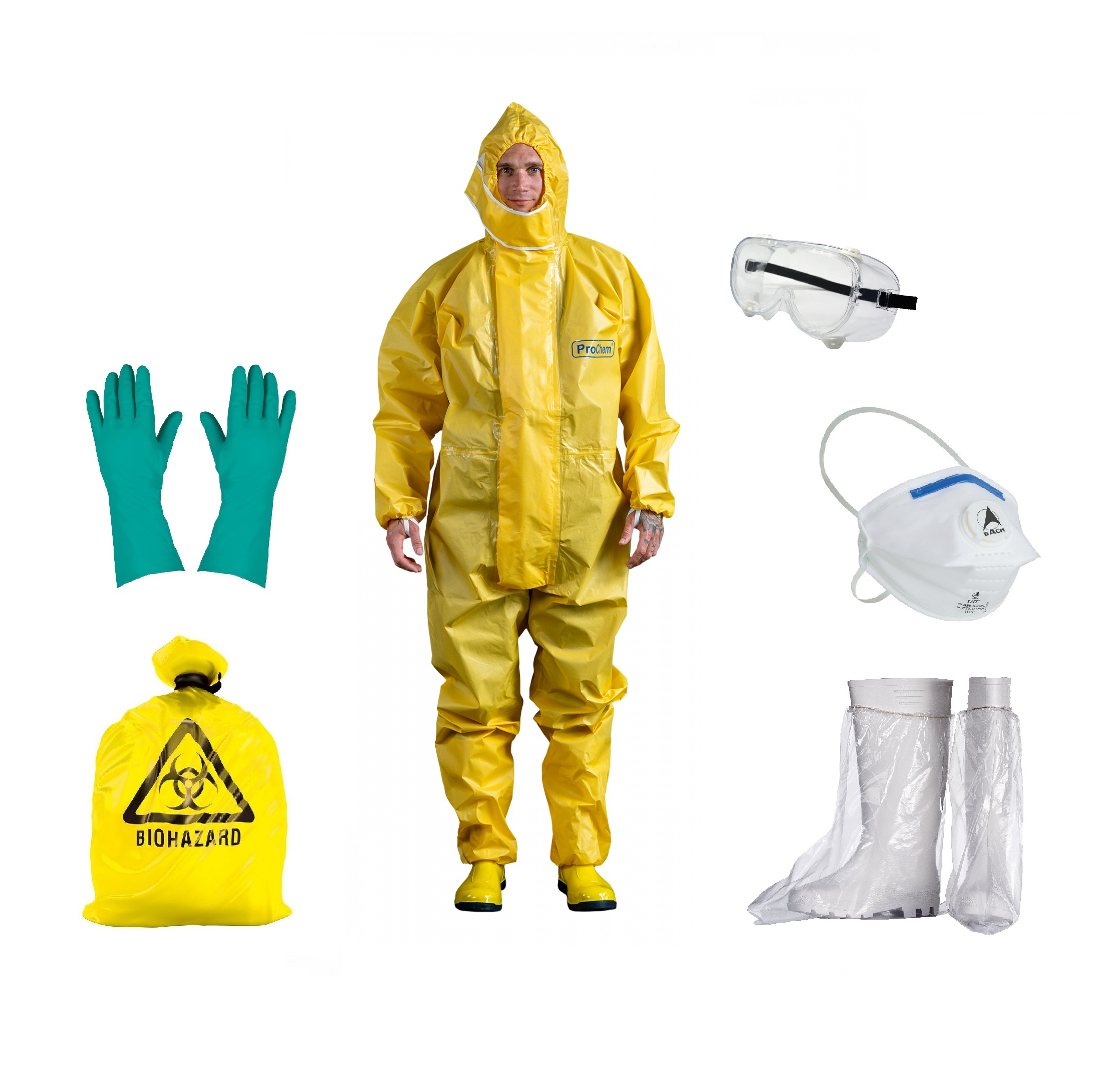 MEIERmed® Infektionsschutz Set / Ebola Schutz-Set Professional | Farbe: Gelb | Größe: XXL