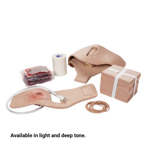 North American Rescue® SMRT Surgical Airway Task Trainer mit Schussverletzung | Hautton: Dunkel