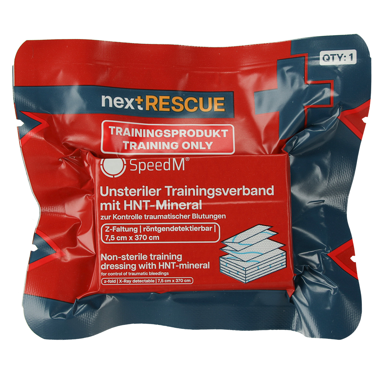nextRESCUE® SpeedM® Trainer Hämostyptikum Z-folded | Abmessung: 7,5 cm x 370 cm