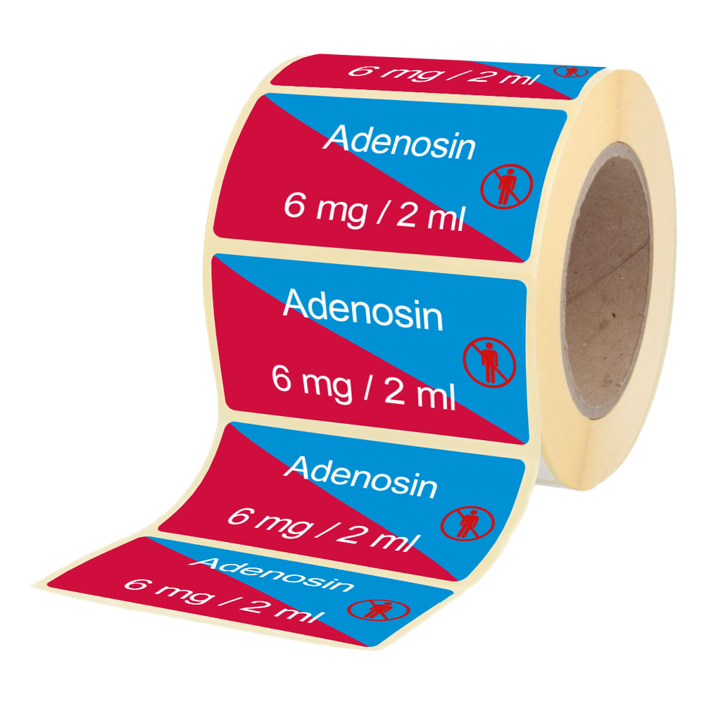 Übungsmedikamente® Adenosin 6 mg / 2 ml - Etiketten für Stechampullen 100 Etiketten