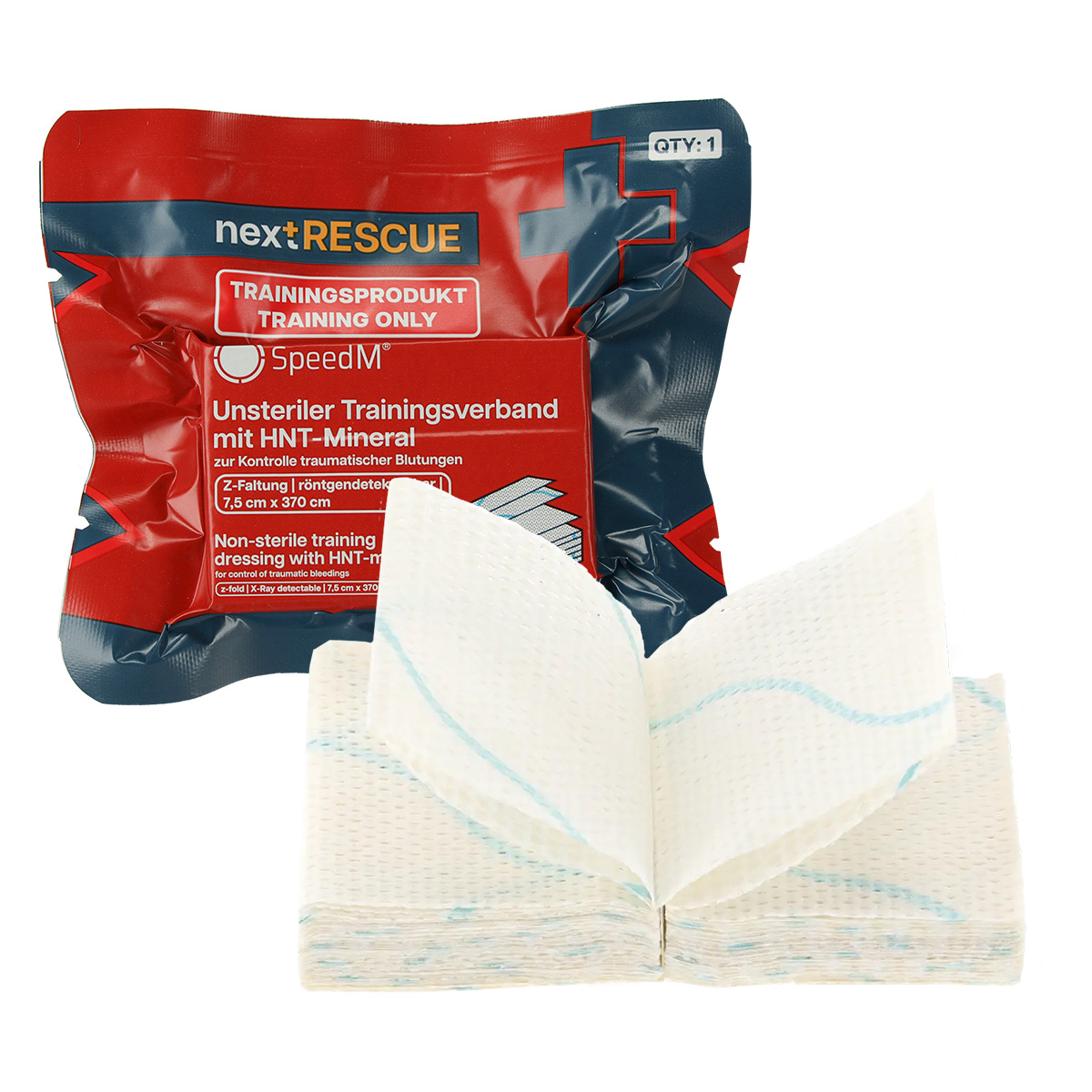 nextRESCUE® SpeedM® Trainer Hämostyptikum Z-folded | Abmessung: 7,5 cm x 370 cm