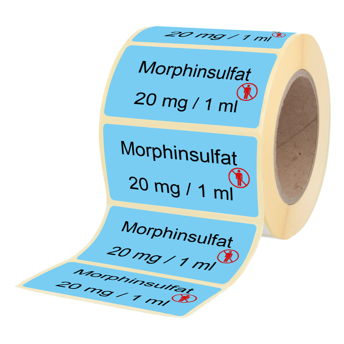 Übungsmedikamente® Morphinsulfat 20 mg / 1 ml - Etiketten für Brechampullen 100 Etiketten