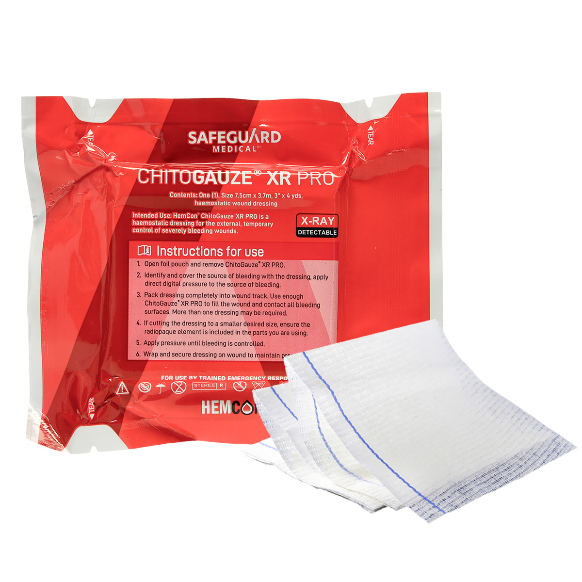 Prometheus ChitoGauze® XR Pro by HemCon® | 7,5 cm x 3,70 m | Z-gefaltet