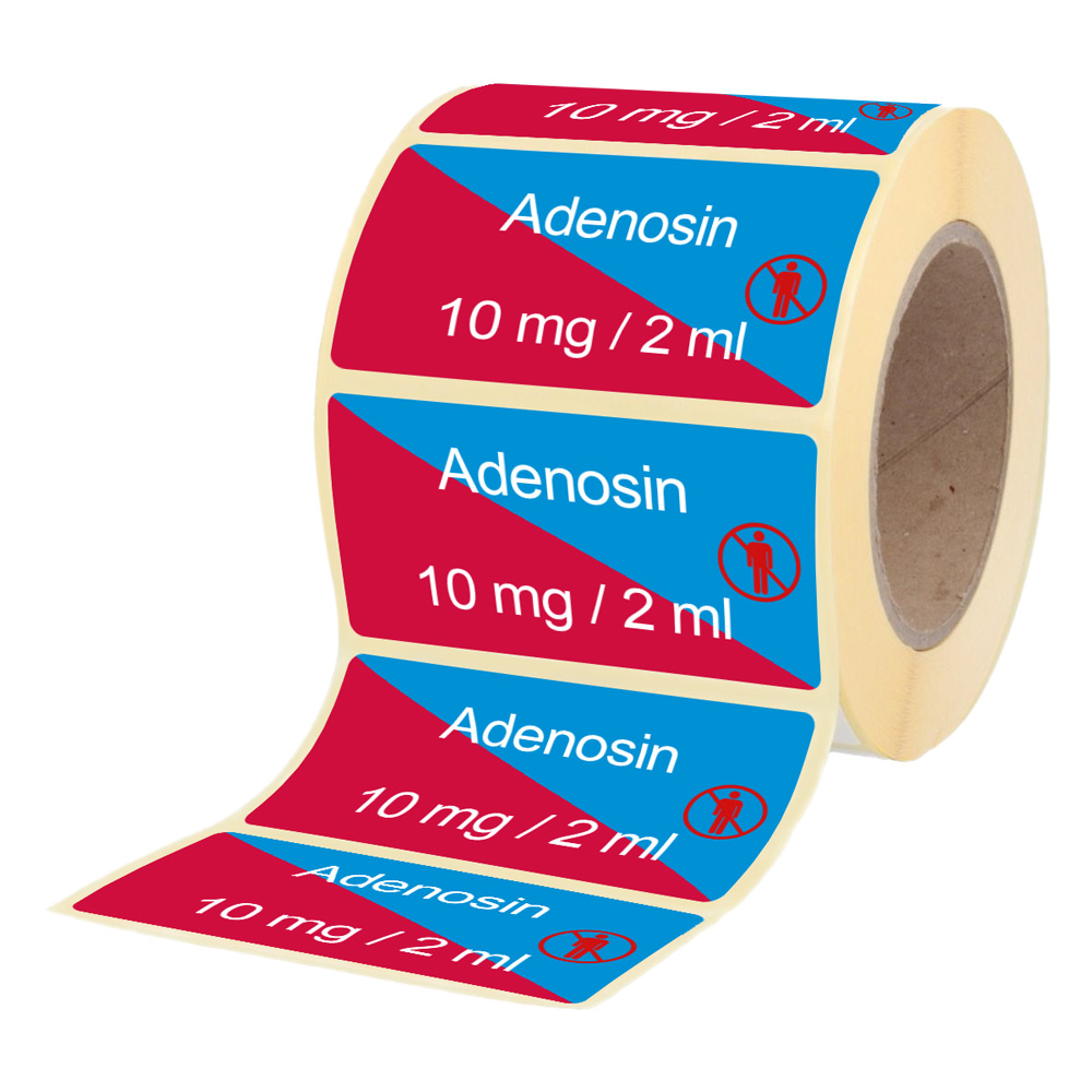 Übungsmedikamente® Adenosin 10 mg / 2 ml - Etiketten für Stechampullen 100 Etiketten