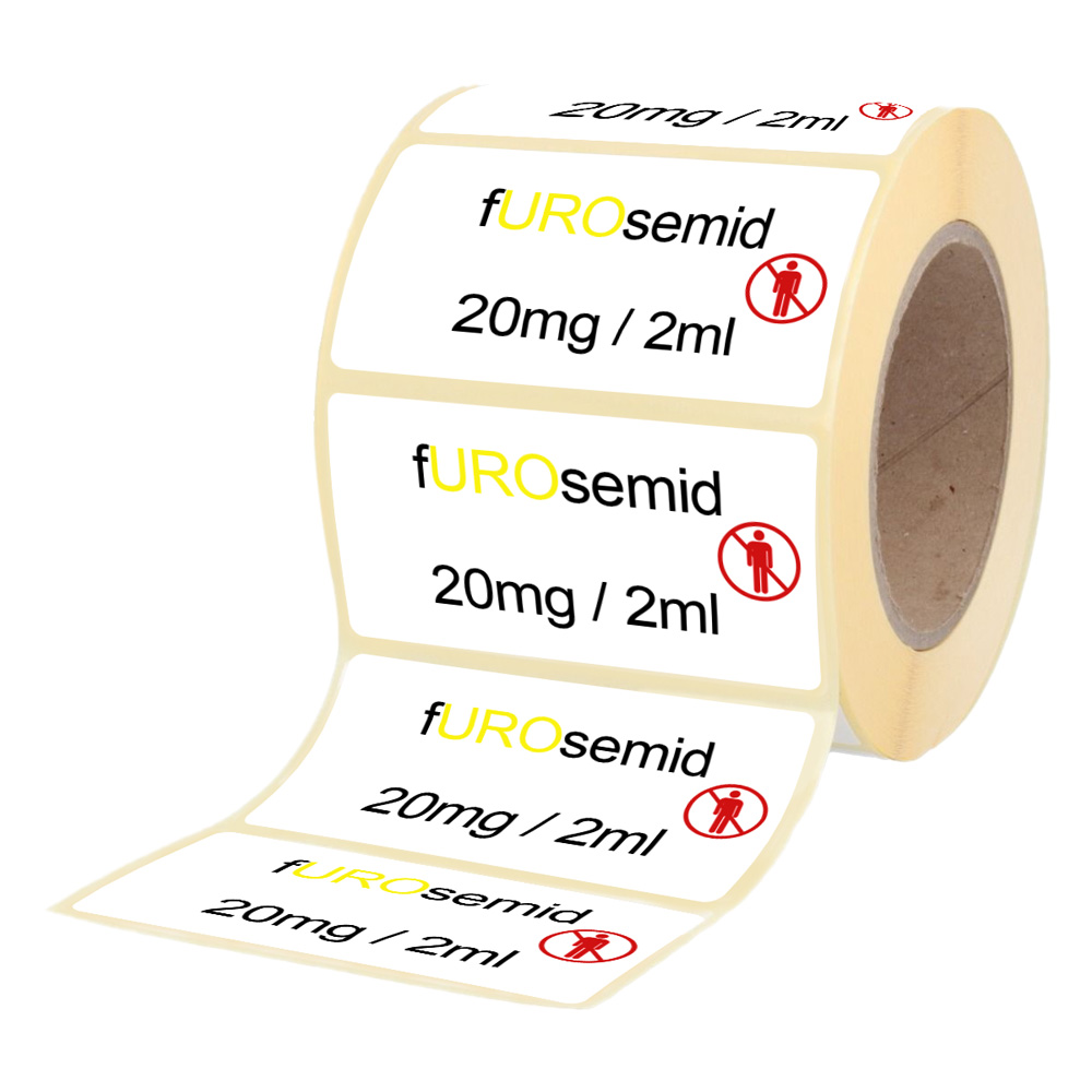 Übungsmedikamente® Furosemid 20 mg / 2 ml - Etiketten für Brechampullen 100 Etiketten