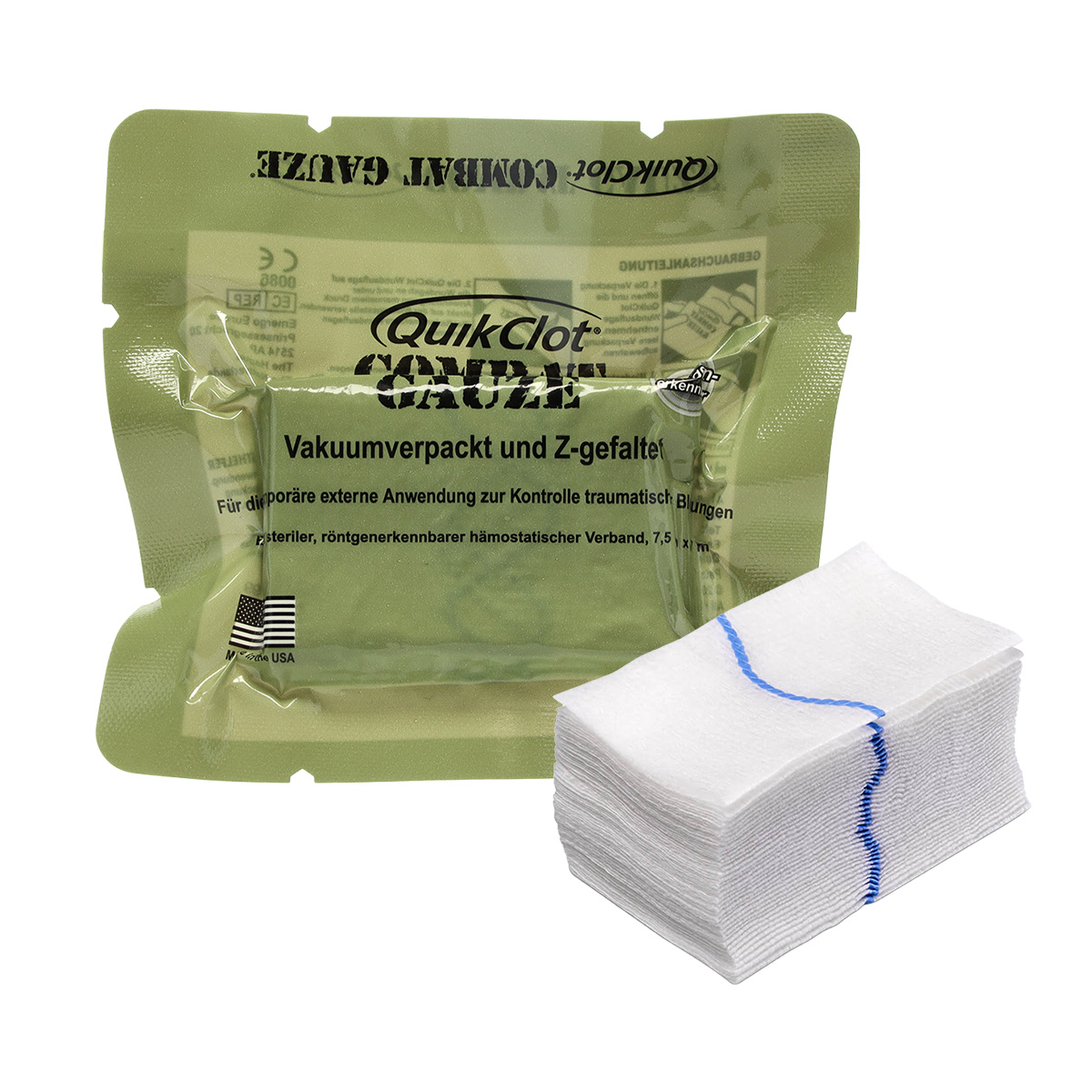QuikClot® Combat Gauze™ Z-Folded Gauze Hämostyptikum | Größe: 7,6 cm x 3,65 m