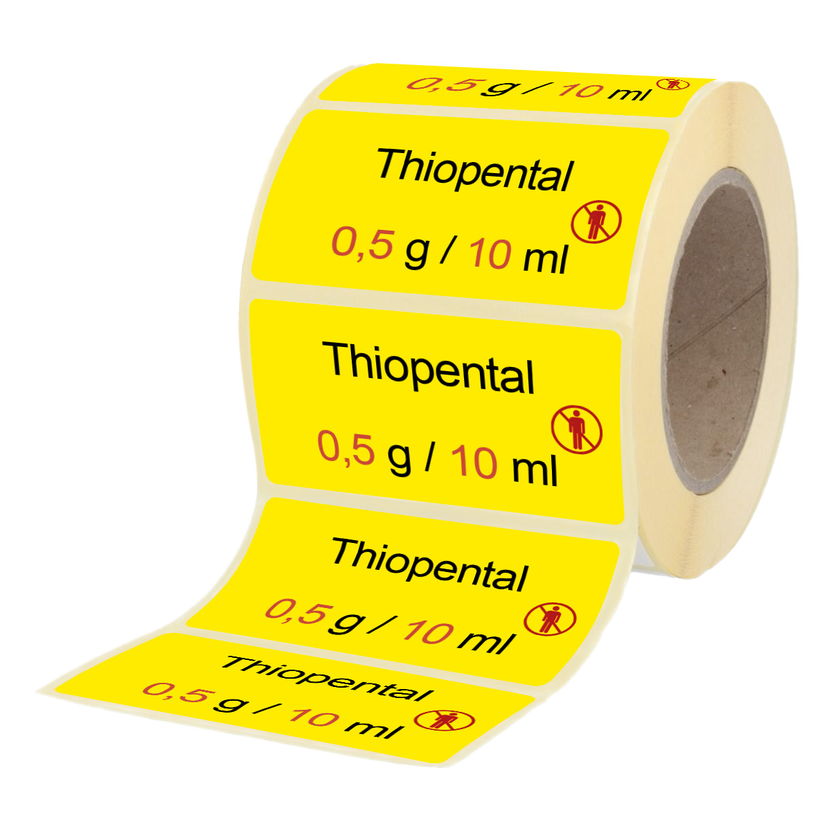 Übungsmedikamente® Thiopental 0,5 g / 10 ml - Etiketten für Stechampullen 100 Etiketten