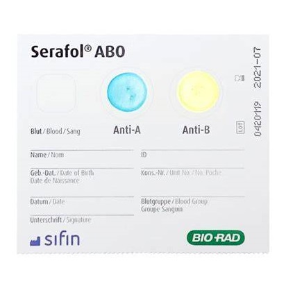 sifin® Serafol® AB0 Bedside-Karten | Packung á 50 Stück