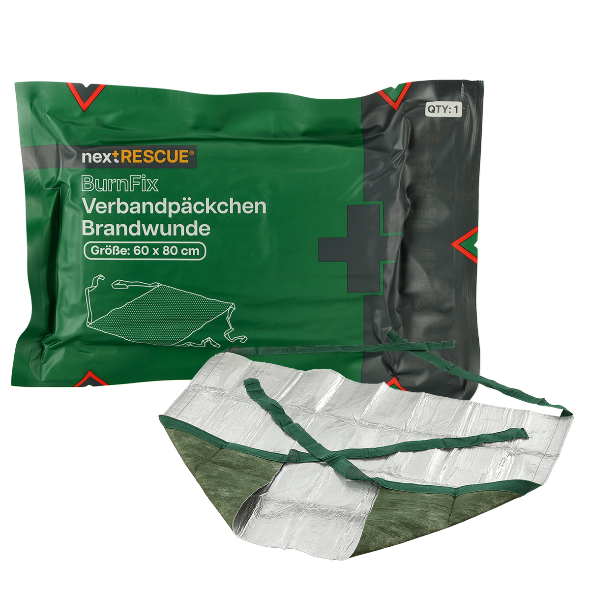 nextRESCUE® Brandwunden-Verbandpäckchen / Verbandtuch | Abmessung: 60 x 80 cm