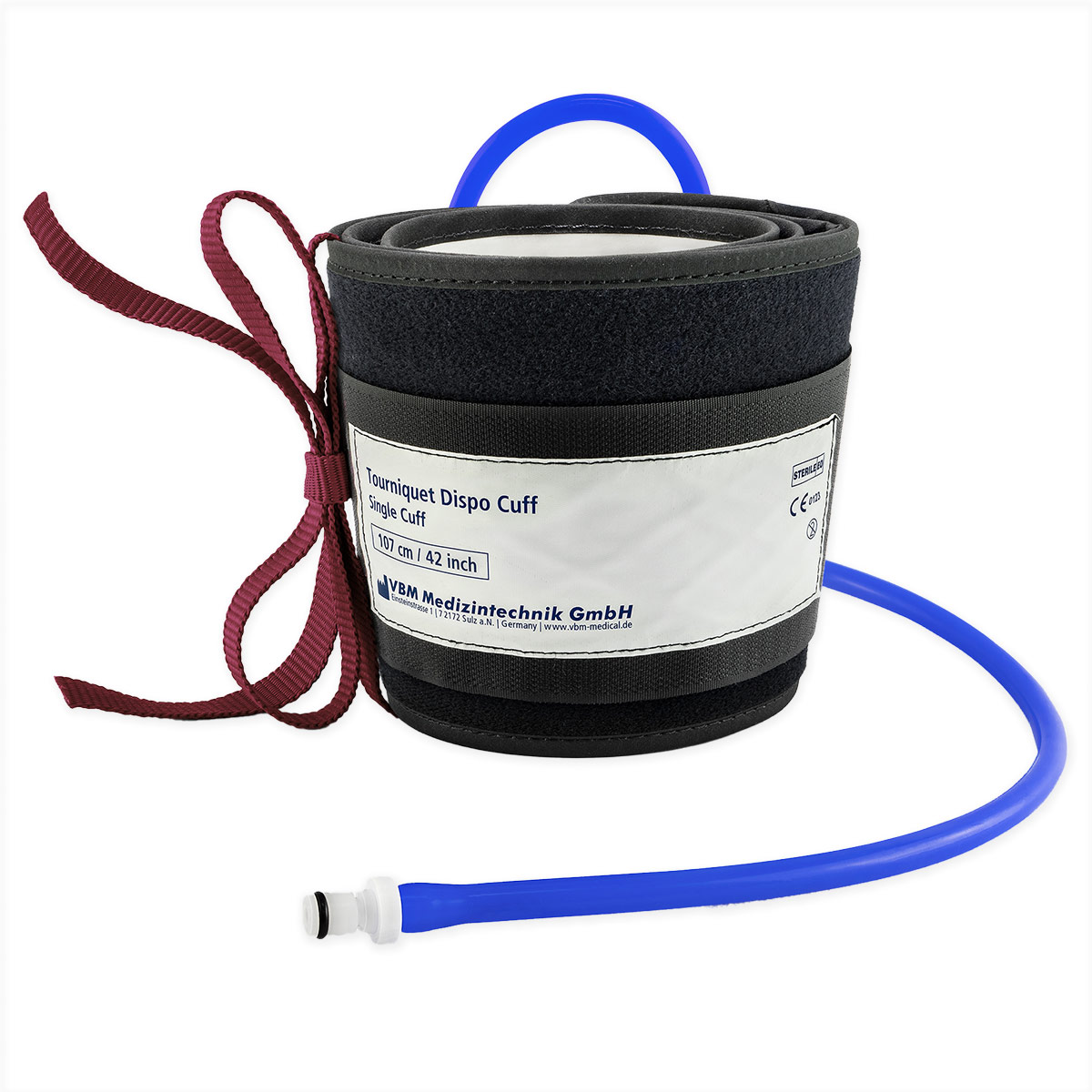 VBM® Tourniquet Dispo Cuff | Farbe: Dunkelrot | Größe: 107 x 12 cm | konische Form | Packung á 10 Stück