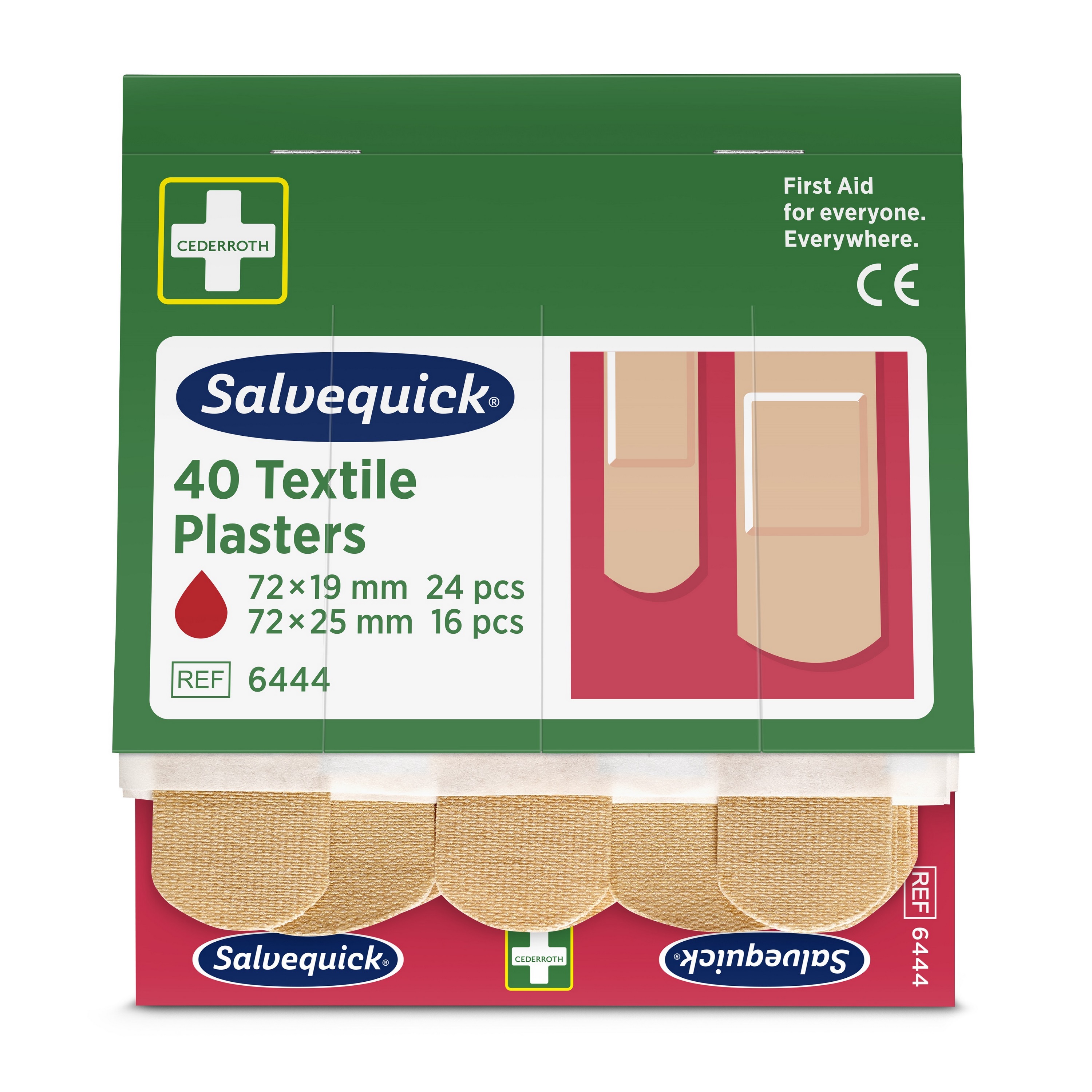Cederroth Salvequick Textilpflaster-Nachfüllpackung mit 40 verschiedenen Pflastern für Notfall-Erste-Hilfe-Sets.