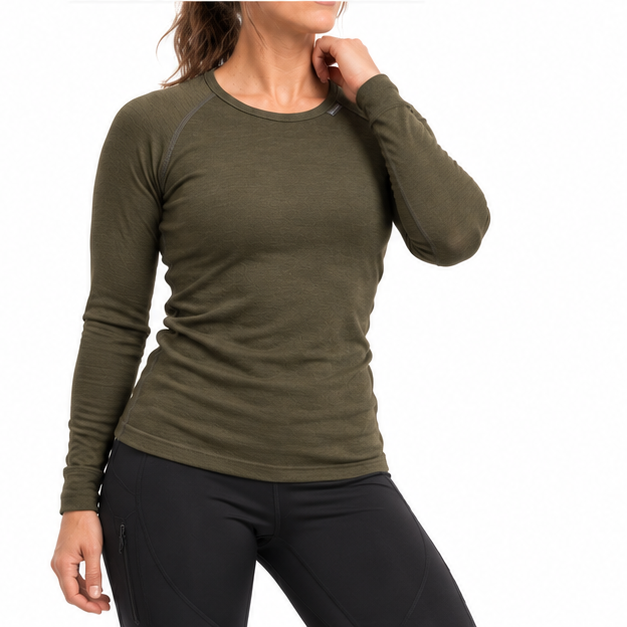 Woolpower® Crewneck LITE Thermoshirt aus Merinowolle | Farbe: Pine Green | Größe: L