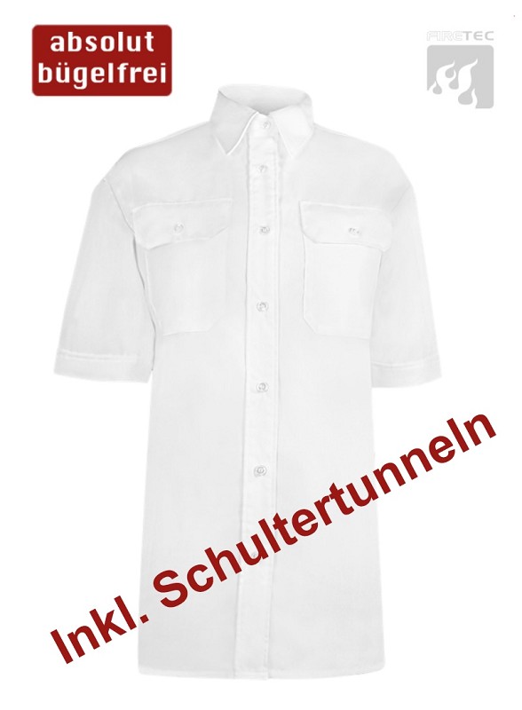 FireTec Damen-Bluse Premium | NRW mit Schultertunnel | 1/2 Arm | Farbe: Weiß