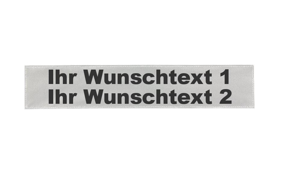 MEIERmed® Reflexschild mit Klett und Wunschtext | matt | Maße: 40 x 8 cm | Farbe: Silber