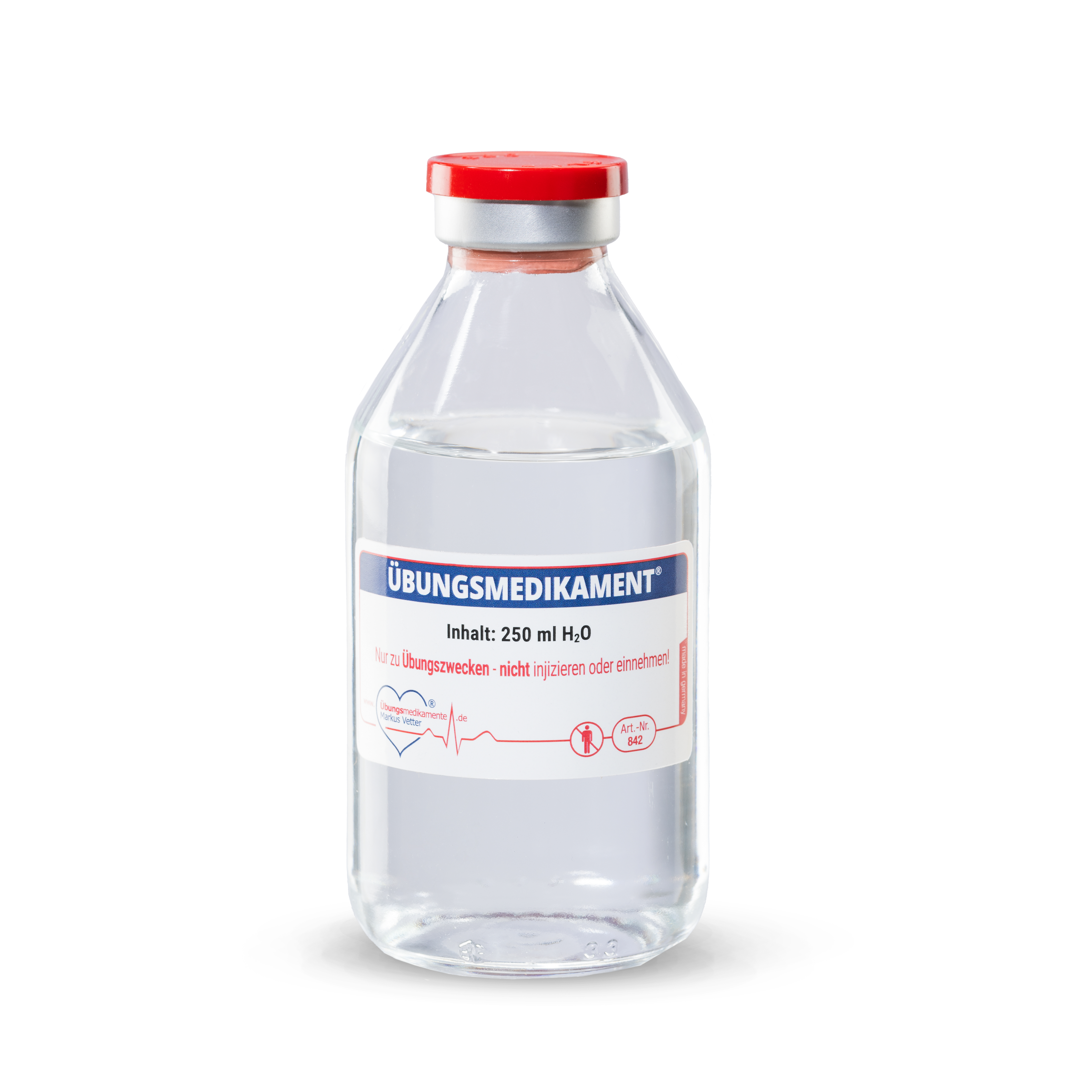Übungsmedikamte® Stechampulle Infusion 250ml mit ca.10g Trockenglucose Flip-off | Packung á 12 Stück