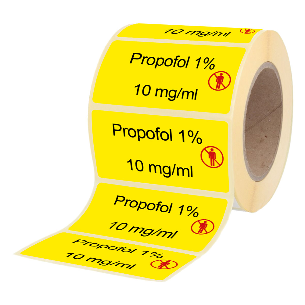 Übungsmedikamente® Propofol 1% - 10mg/ml - Etiketten für Brechampullen 100 Etiketten