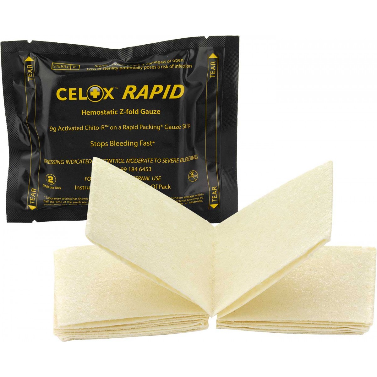 CELOX™ RAPID Gauze | Z-Fold | Hämostyptikum | Abmessung: 7,6 cm x 1,5 m