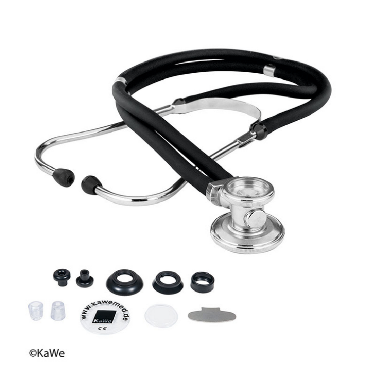 KaWe® Rapport Doppelkopf-Stethoskop inkl. Ersatzteil-Set | Farbe: Schwarz