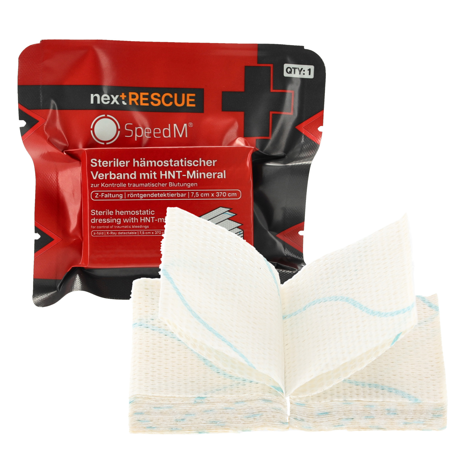 nextRESCUE® SpeedM® Hämostyptikum Z-folded | Abmessung: 7,5 cm x 370 cm