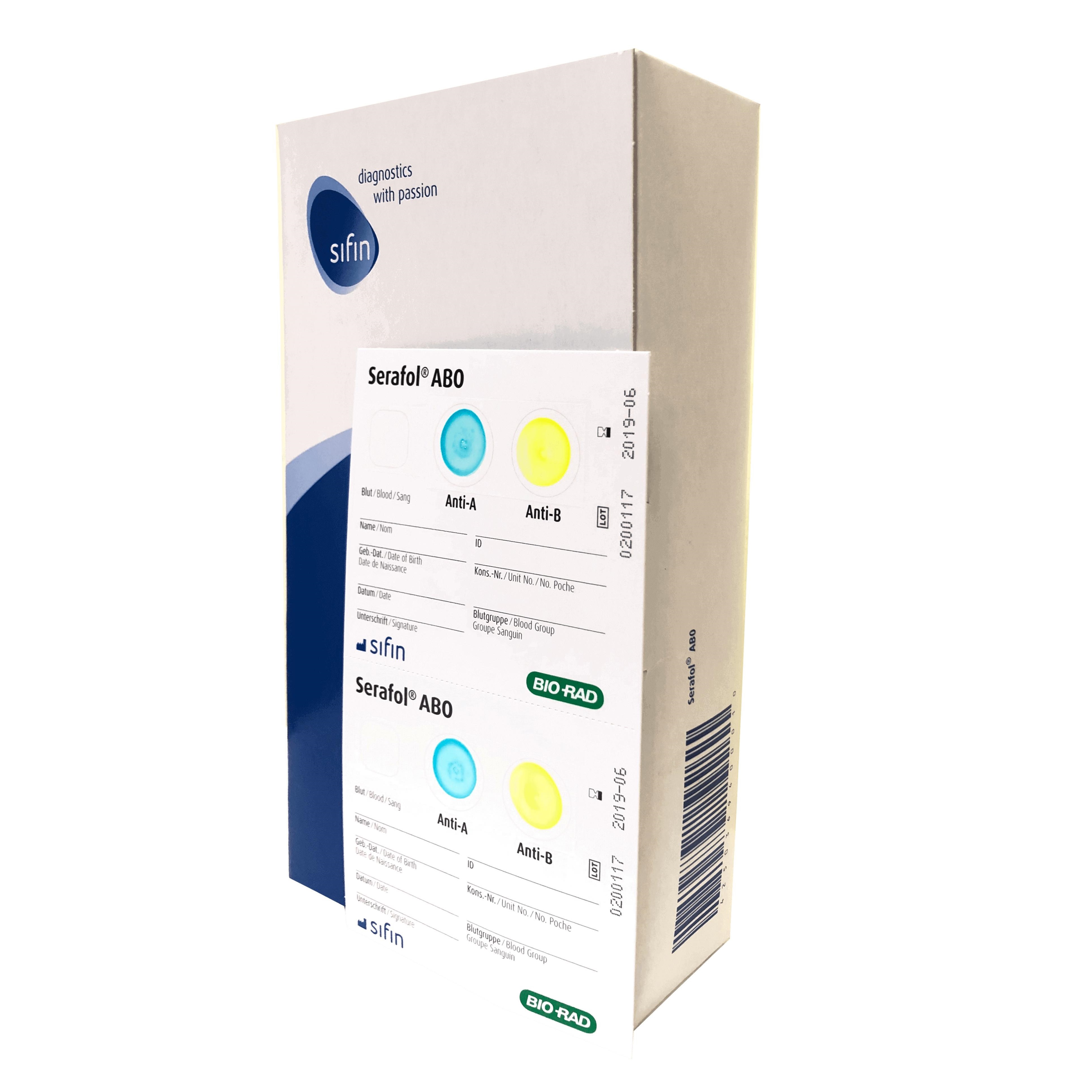 sifin® Serafol® AB0 Bedside-Karten inkl. Rührstäbchen und Klebefolien | Inhalt: 10 Sets