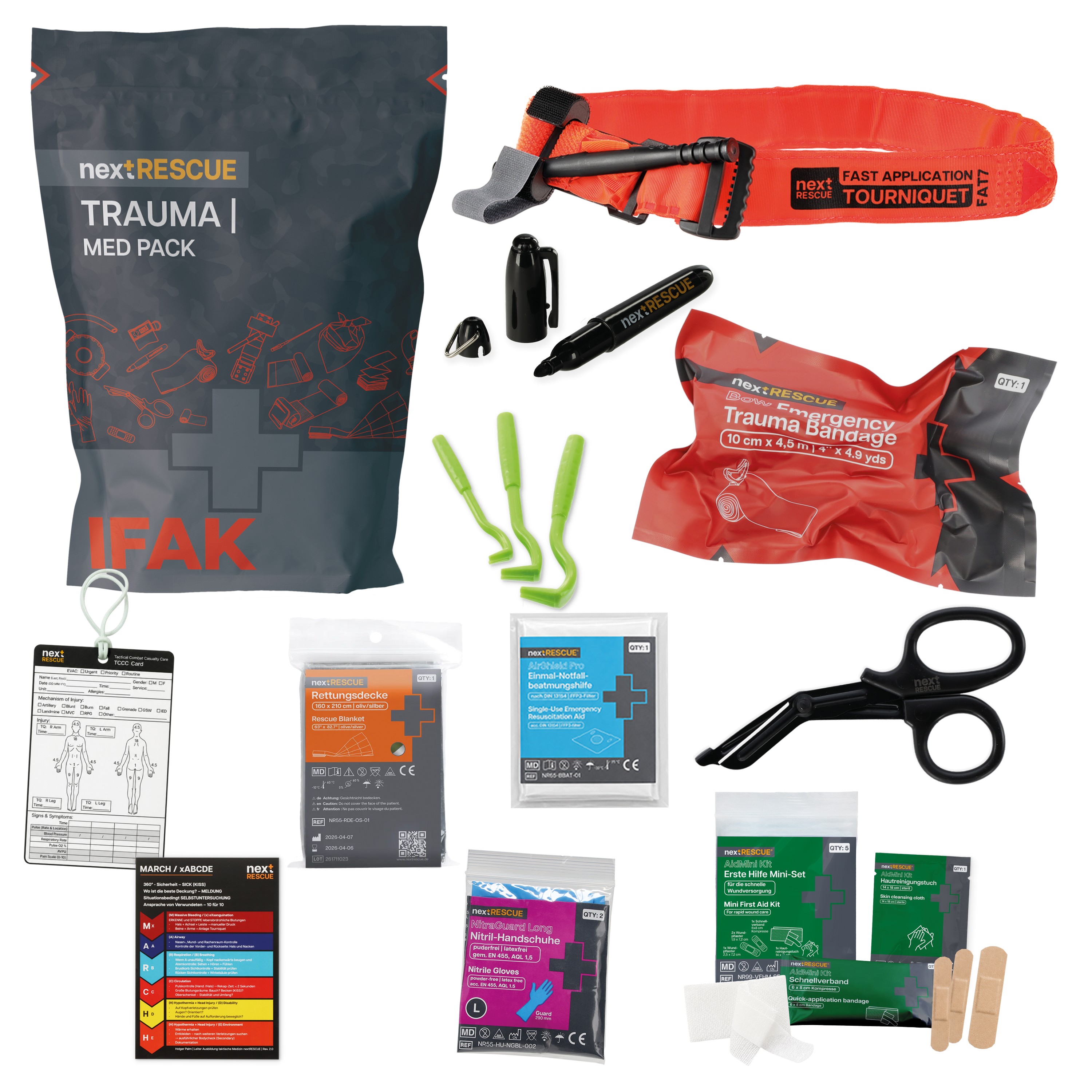 nextRESCUE® Refill Medical Kit IFAK / Trauma Pak Basic 01 mit Tourniquet FAT7 | Farbe: Orange