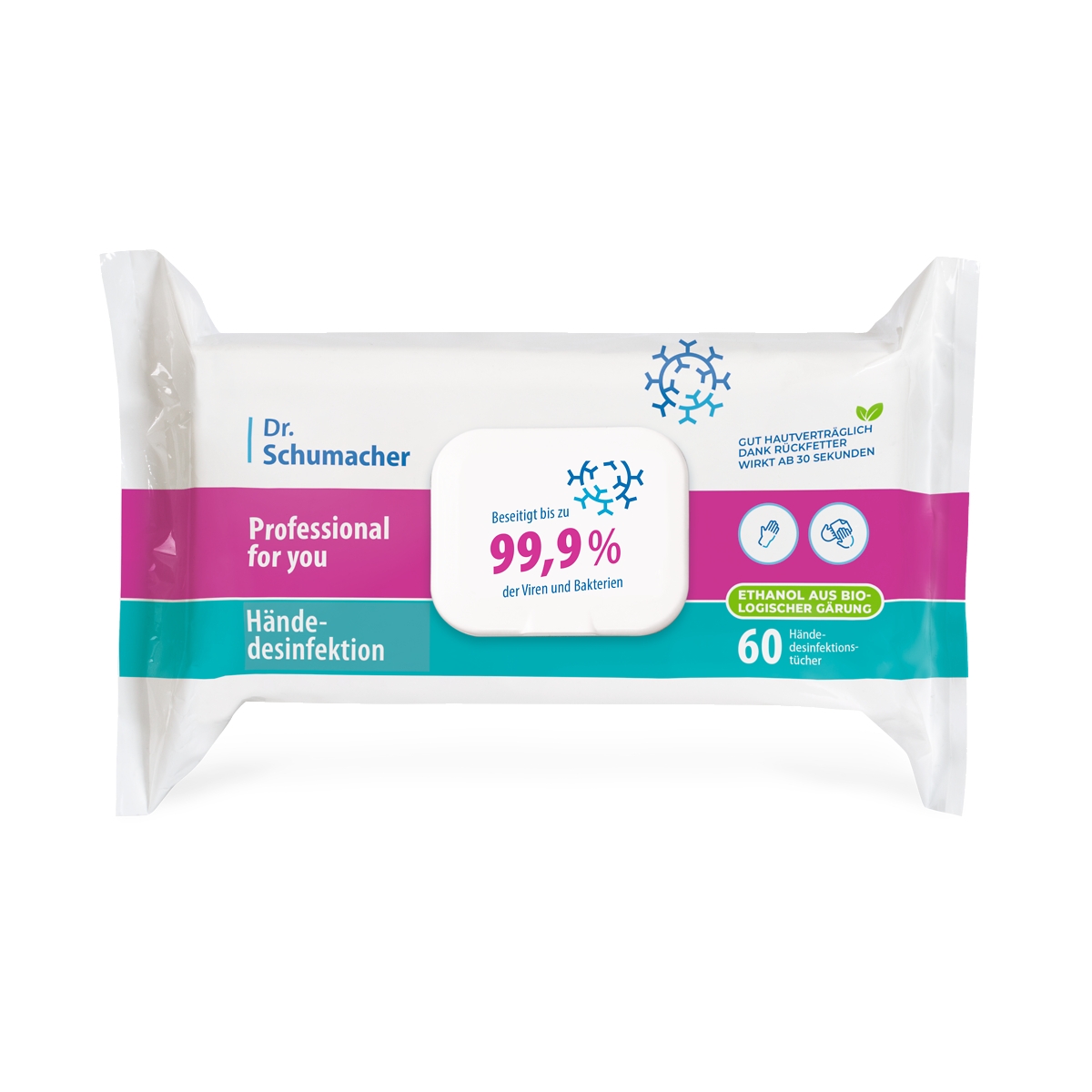 Dr. Schumacher Professional for you Händedesinfektion Wipes | Packung á 60 Tücher