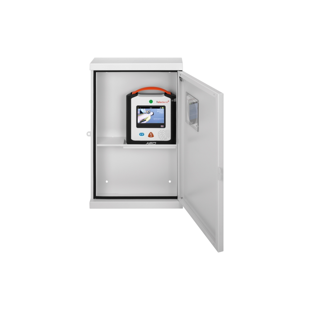 aluderm+® AED Wandschrank inkl. Alarmsicherung | Größe: L