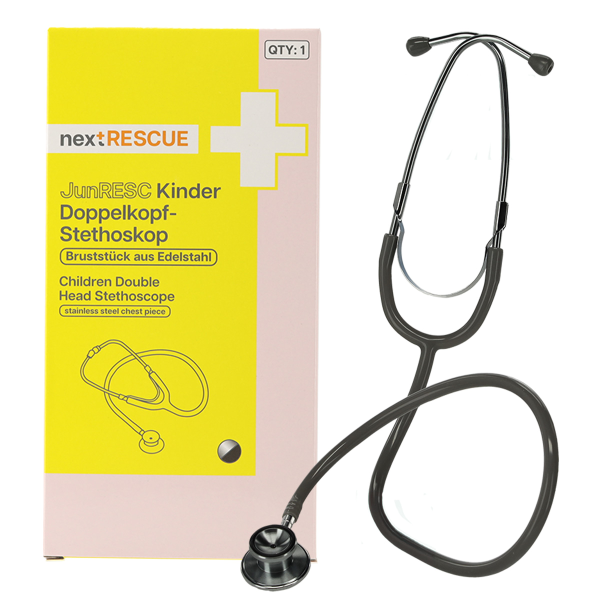 nextRESCUE® JunRESC Kinder Doppelkopf Stethoskop | Farbe: Grey