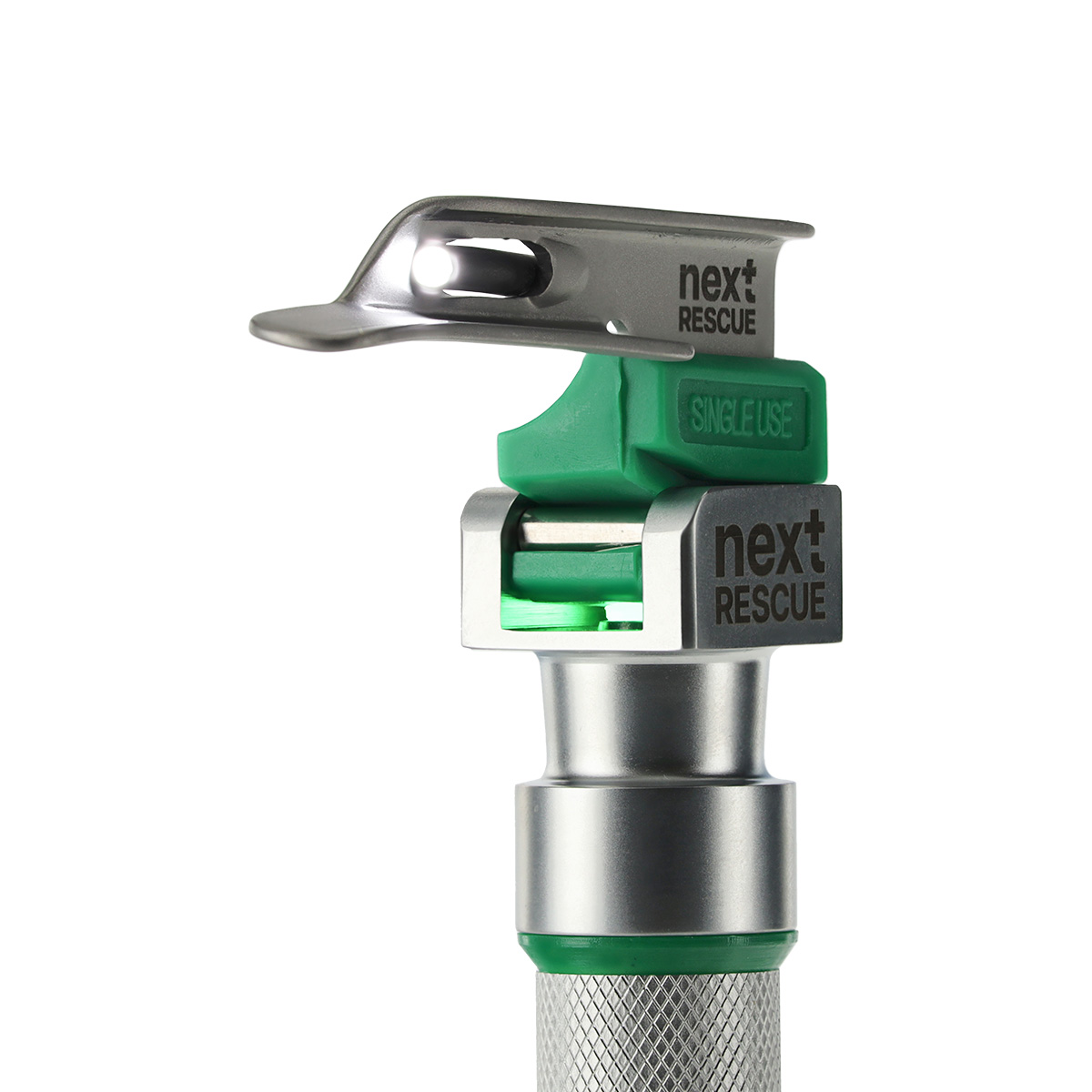 nextRESCUE® AirGlow Laryngoskop Spatel F.O. Semi Metall | Einweg | Miller | Größe 0