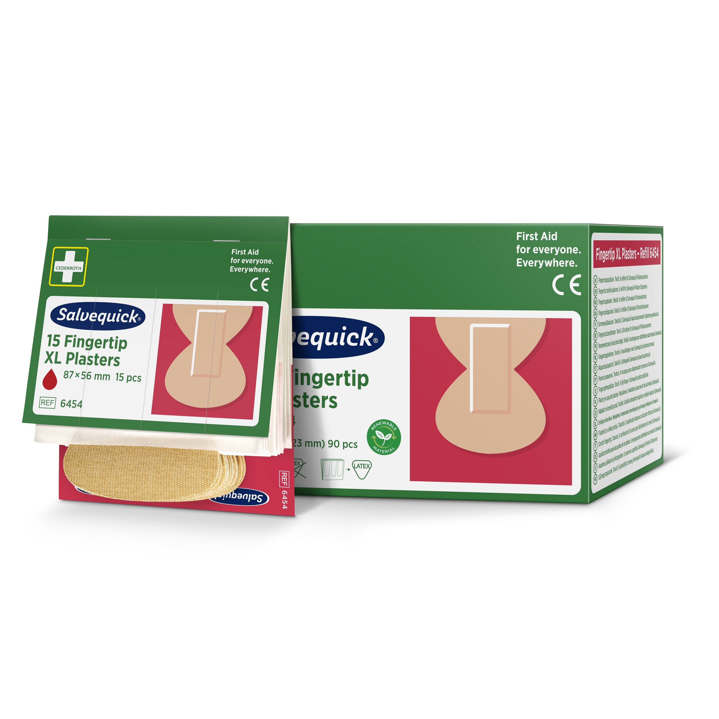Salvequick Fingertip XL Pflaster-Nachfüllpackung für Erste-Hilfe-Spender, mit 15 Pflastern zur Fingerpflege.