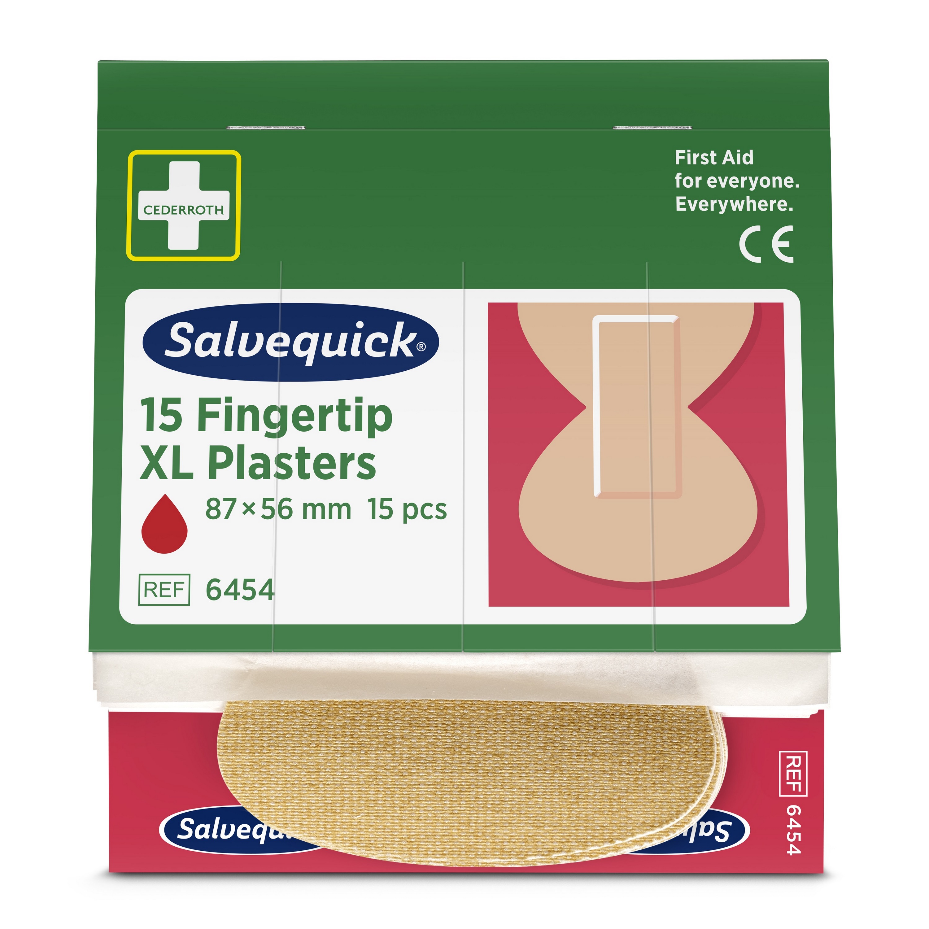 Cederroth Salvequick XL Fingerkuppenpflaster, Nachfüllpackung mit 15 Pflastern für den Notfall-Erste-Hilfe-Koffer.