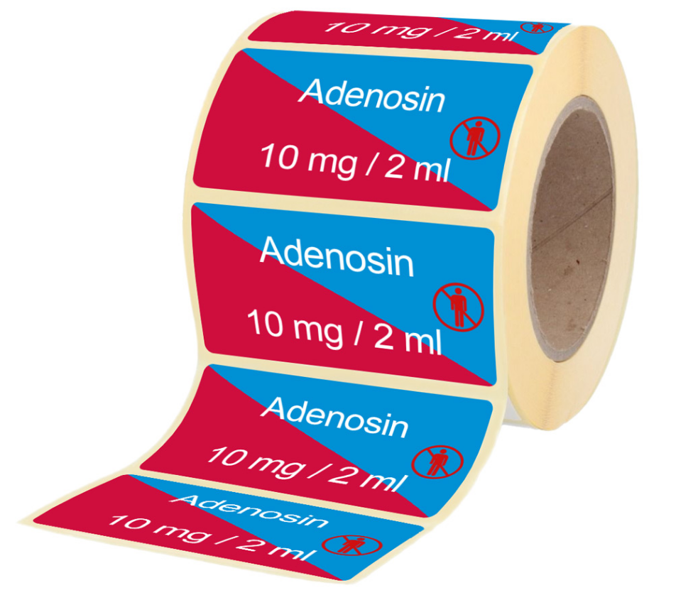 Übungsmedikamente® Adenosin 10 mg / 2 ml - Etiketten für Brechampullen 100 Etiketten