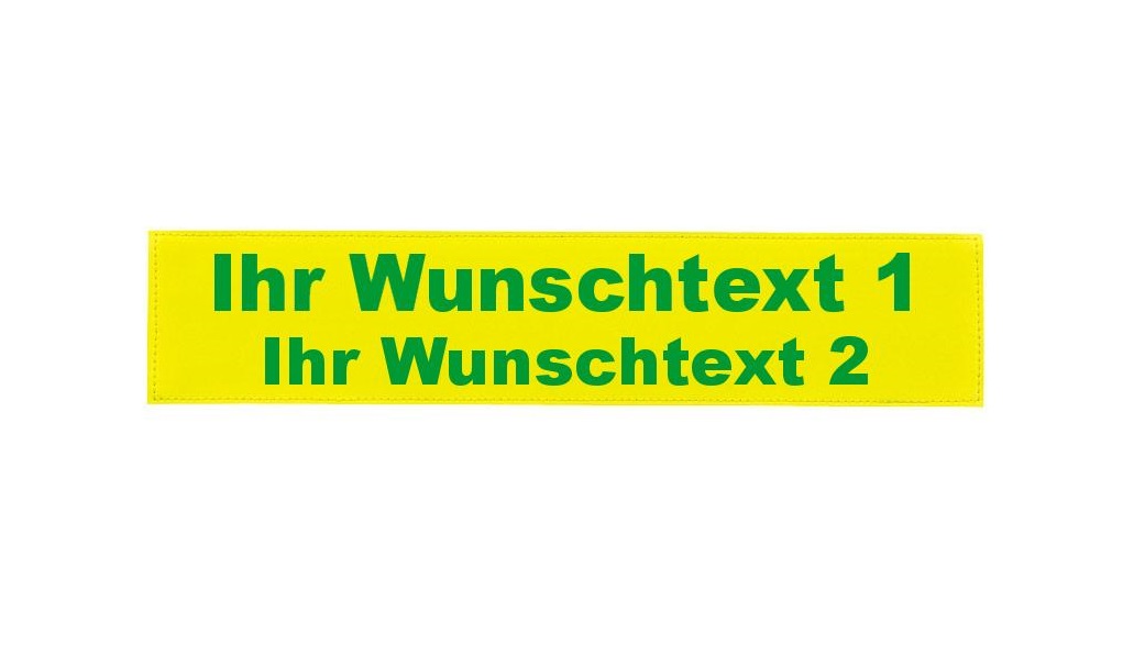 MEIERmed® Reflexschild mit Klett und Wunschtext | matt | Maße: 40 x 8 cm | Farbe: Zitronengelb