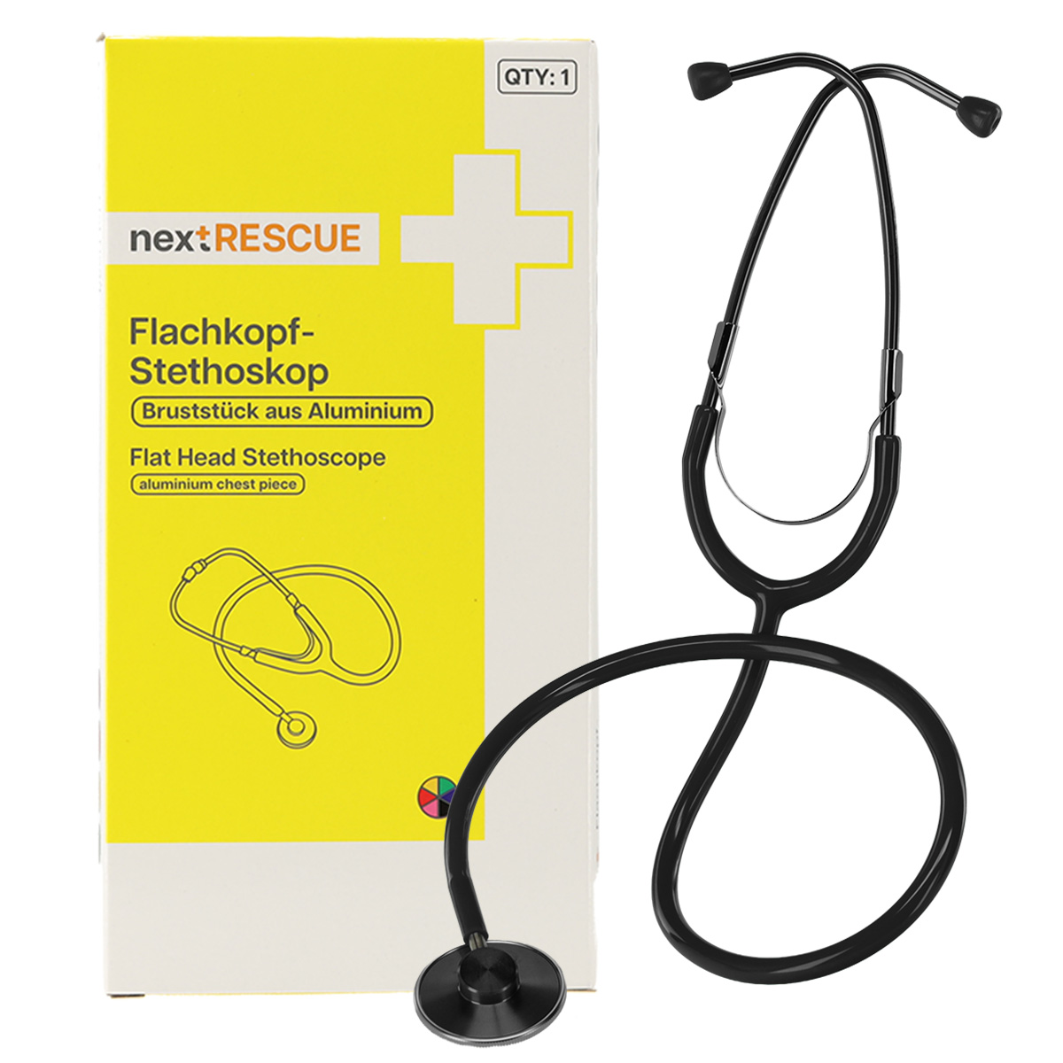 nextRESCUE® Standard Schwestern Stethoskop für Erwachsene | Farbe: Black