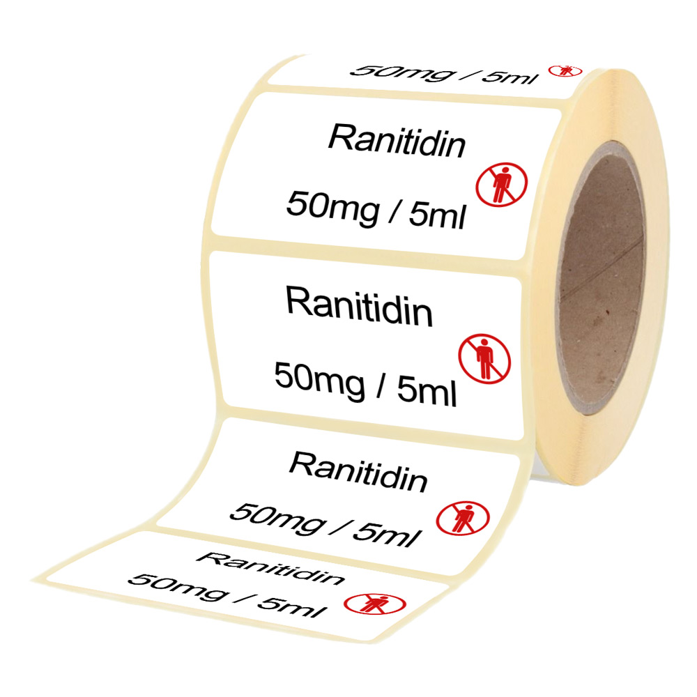 Übungsmedikamente® Ranitidin 50 mg / 5 ml - Etiketten für Brechampullen 100 Etiketten