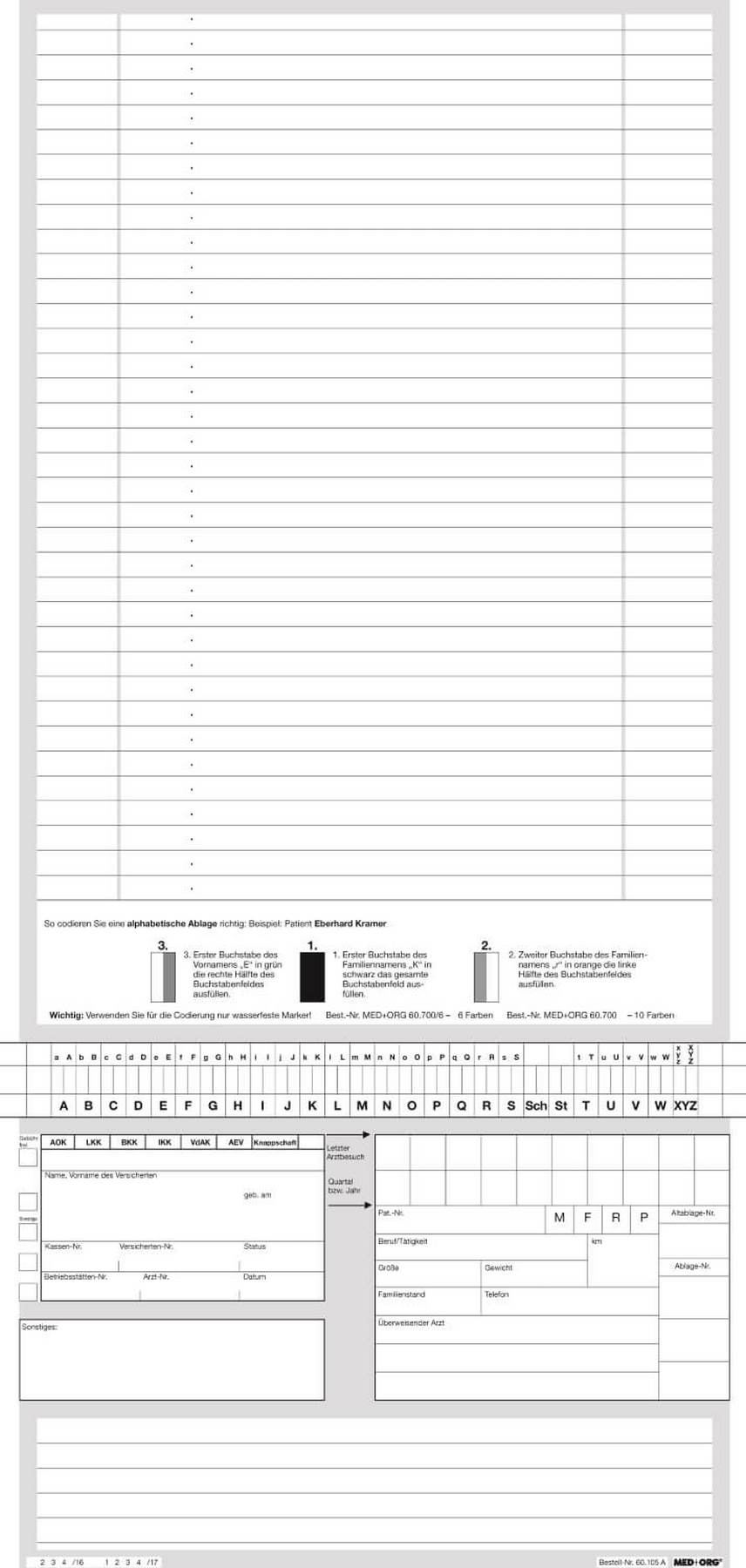MED+ORG® Karteitaschen ALPHAnorm | DIN A5 quer | Standard | Packung á 100 Stück